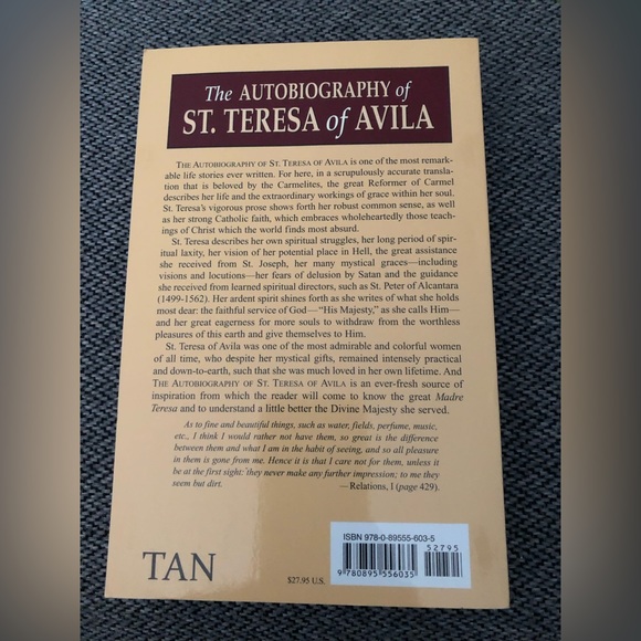 The Autobiography of St. Teresa of Avila Paperback Book - Picture 2 of 2